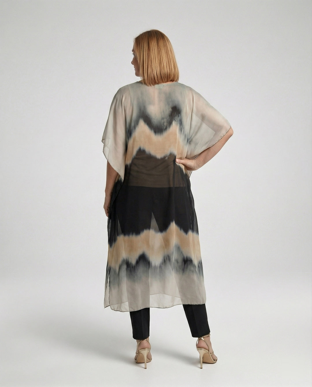 Damen Kaftan Kleid Chiffon V-Ausschnitt
