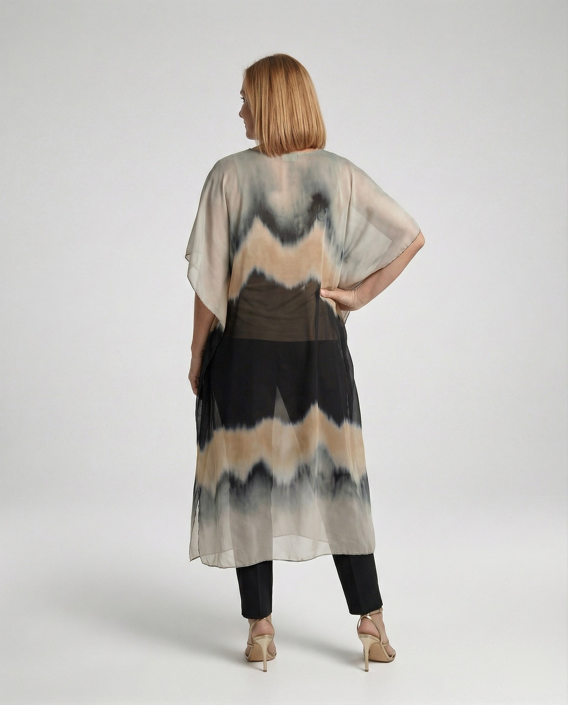 Damen Kaftan Kleid Chiffon V-Ausschnitt