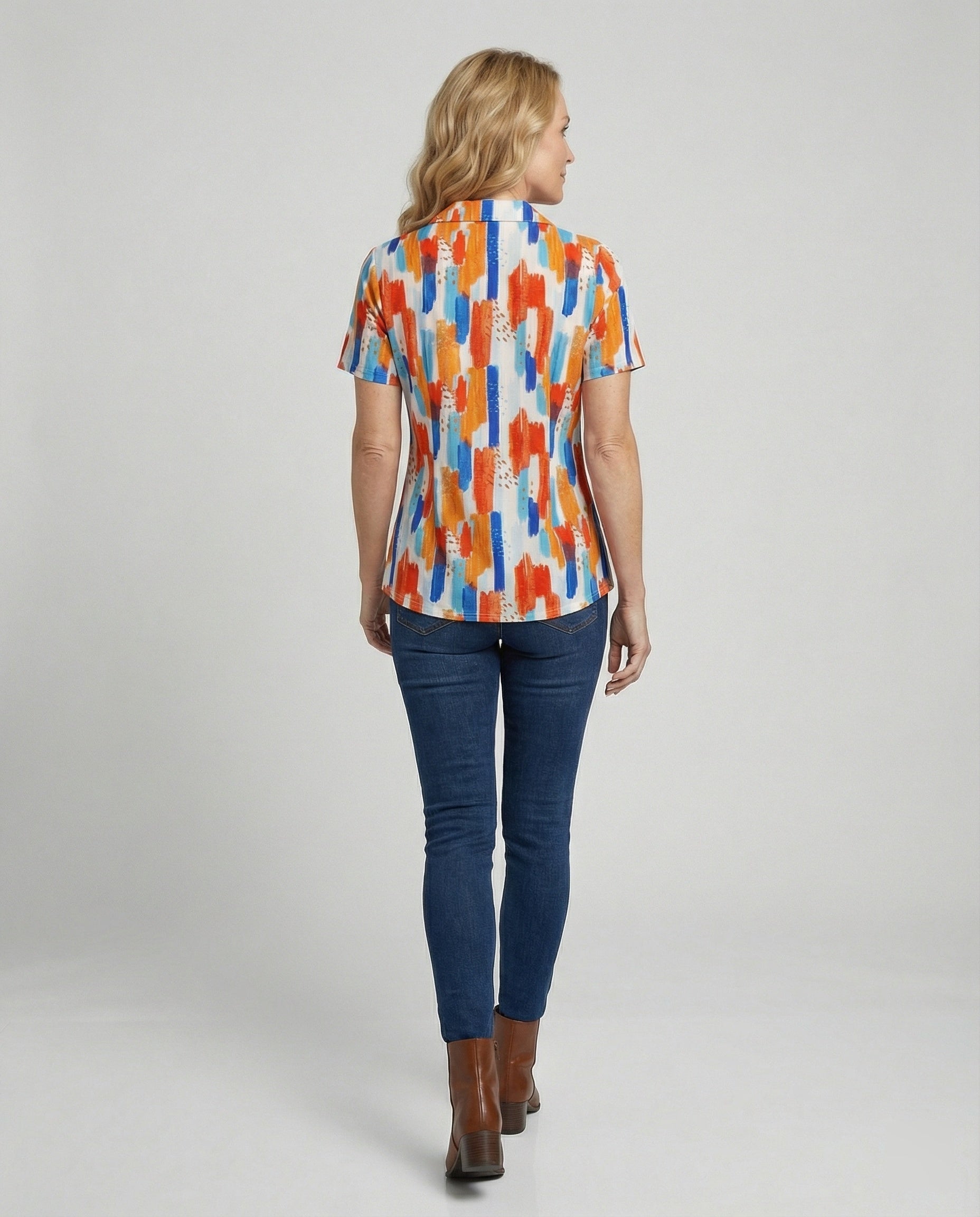 Bluse Damen Kurzarm Print