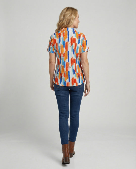 Bluse Damen Kurzarm Print