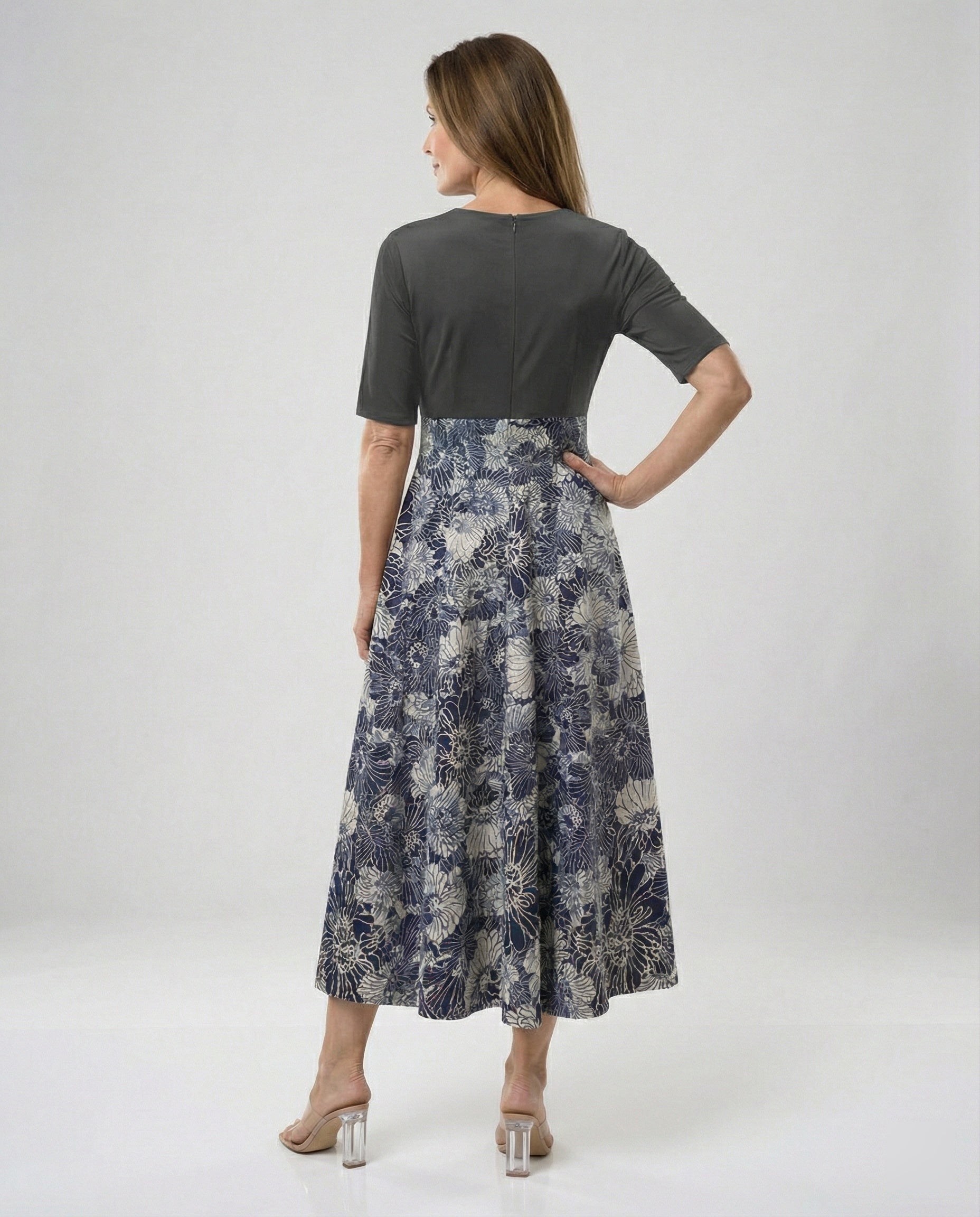 Damen Wickel Maxikleid mit V-Ausschnitt