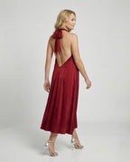 Damen Satin Midikleid mit Rückenausschnitt