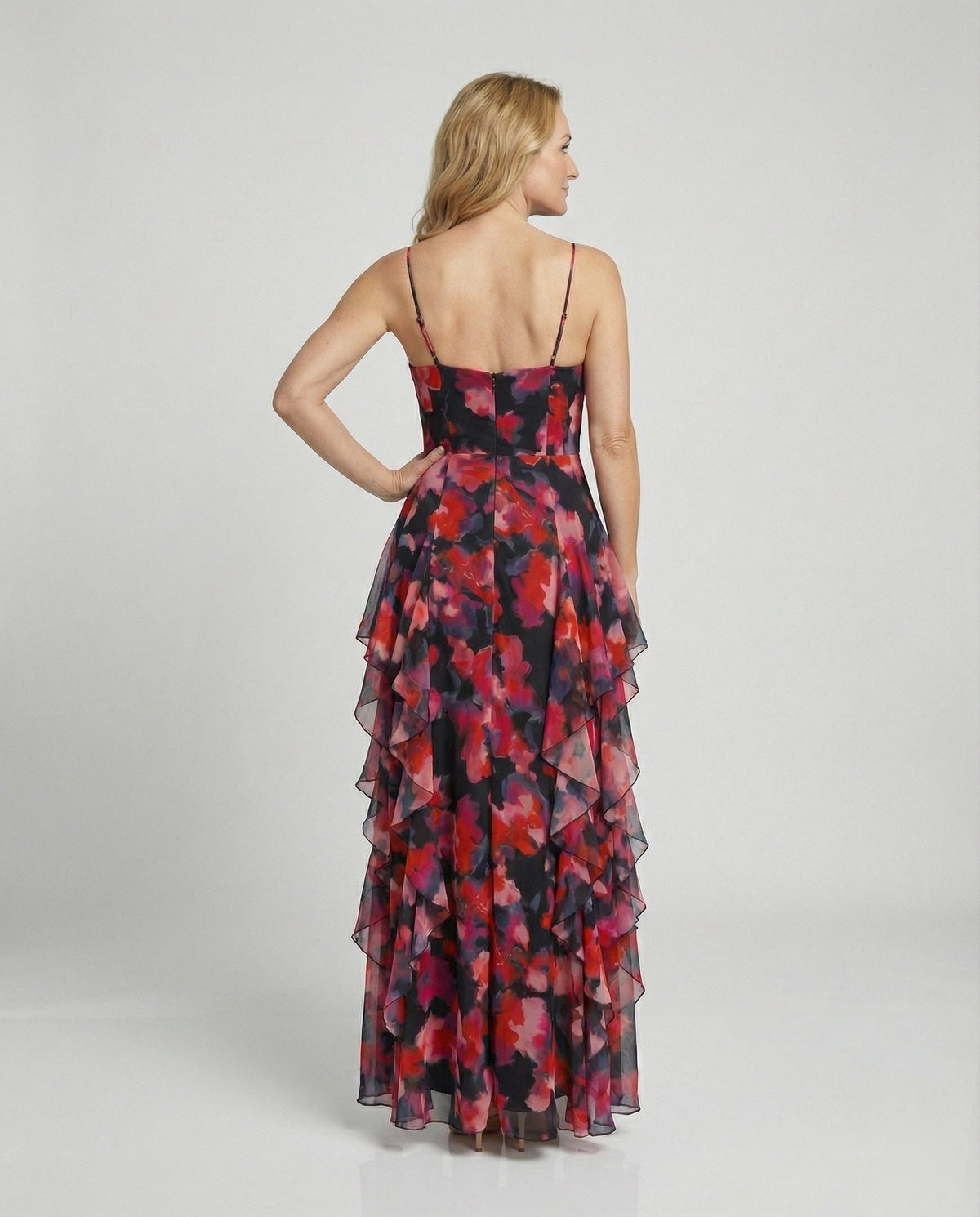 Damen Blumenkleid Maxikleid Chiffon