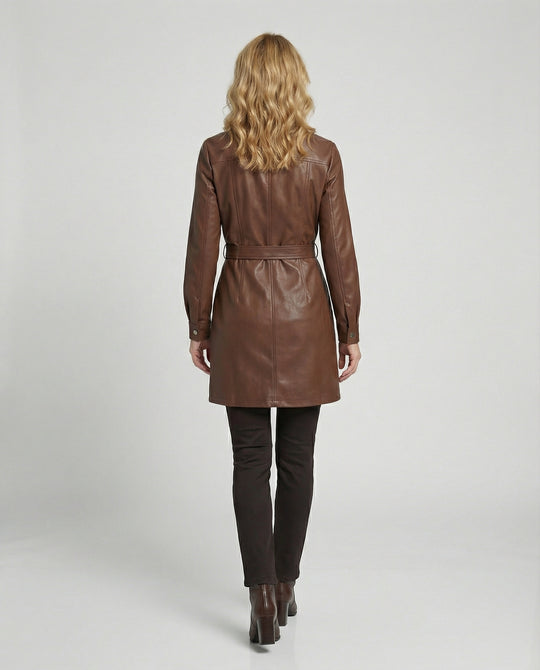 Damen Freizeitkleid Kunstleder Hemdkleid