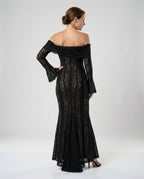 Langarm Abendkleid mit Off-Shoulder Spitze