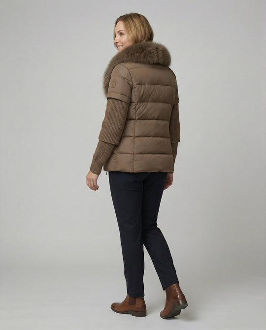Steppjacke Damen mit luxuriösem Kunstfellkragen