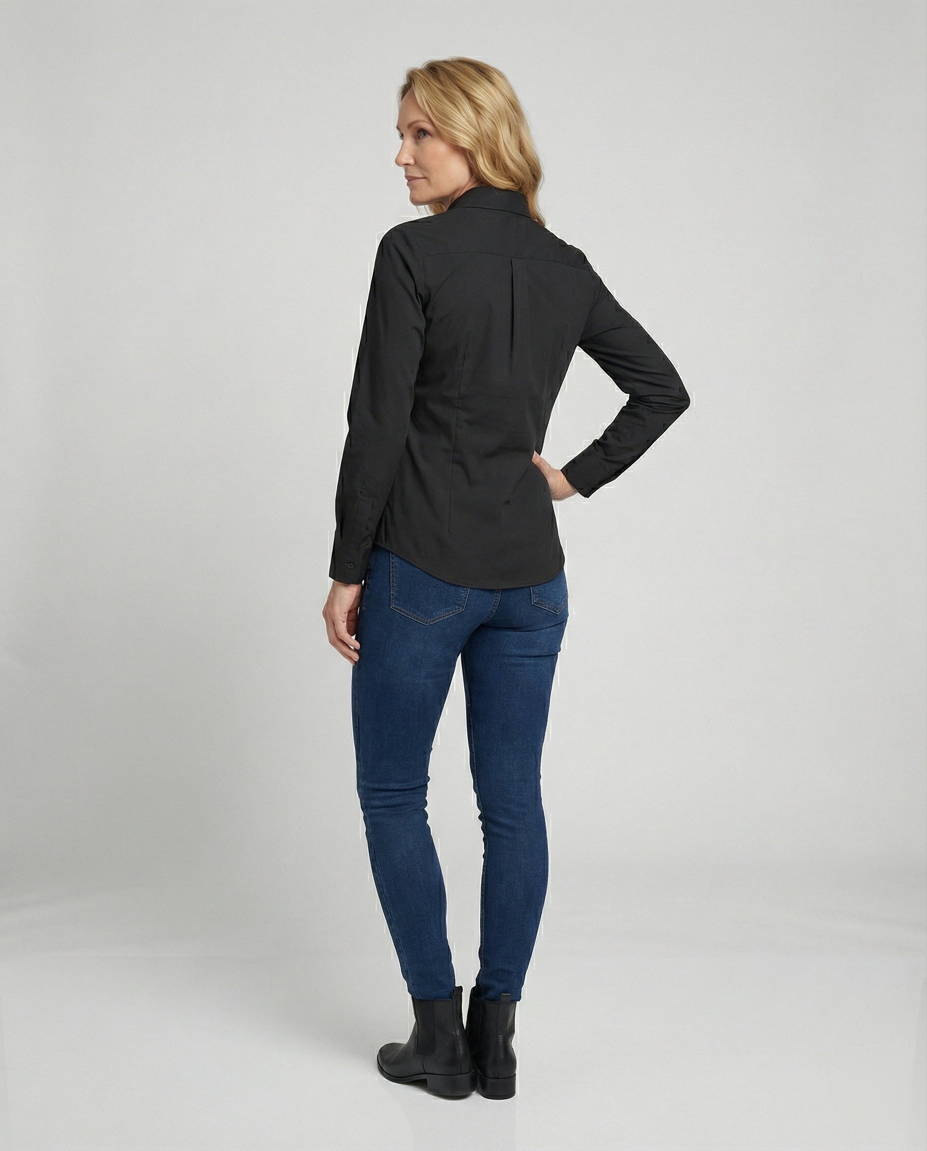 Taillierte Hemdbluse Damen mit Kentkragen