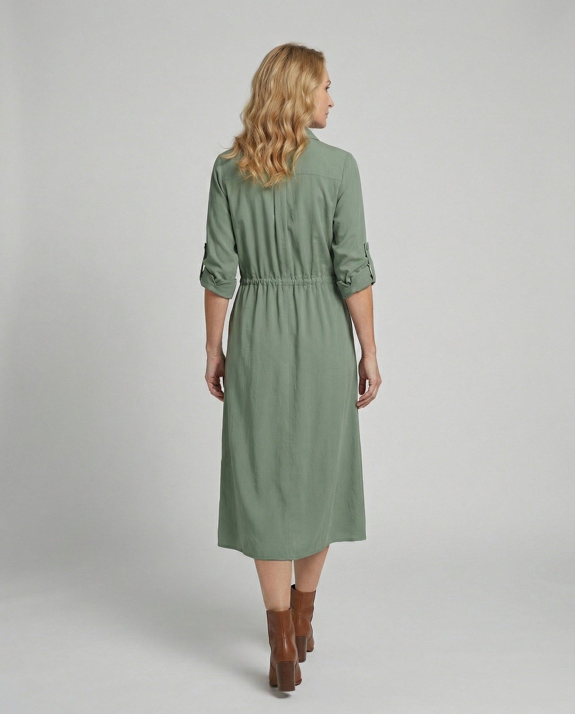 Damen Hemdblusenkleid mit Kordelzug