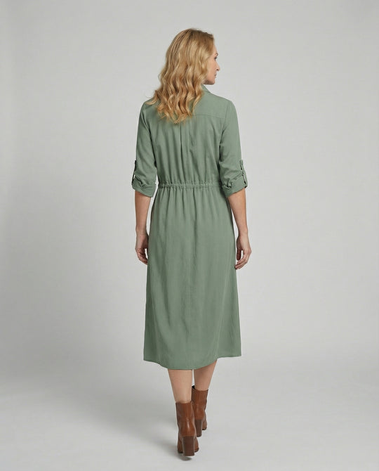 Damen Hemdblusenkleid mit Kordelzug