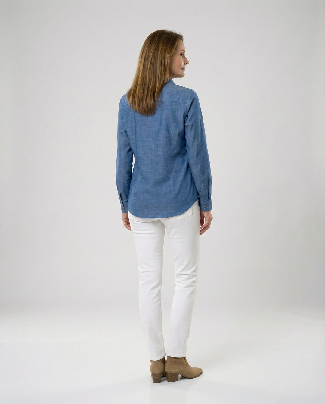 Zweifarbige Hemdbluse Jeansoptik Damen