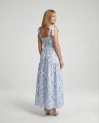 Damen Blumenkleid Maxikleid mit Volants