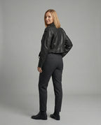 Damen Lederjacke Schwarz mit Gürtel
