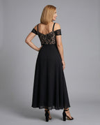 Damen Abendkleid Spitze Chiffon lang