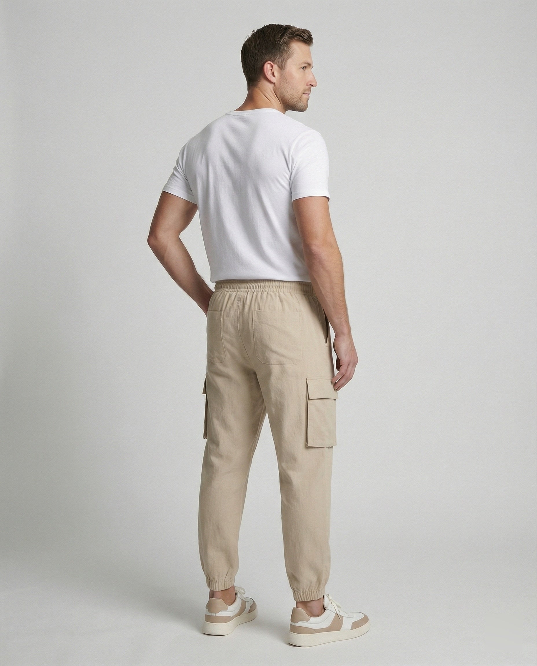 Herren Cargo-Jogginghose mit seitlichen Reißverschlusstaschen und elastischem Bund R&B