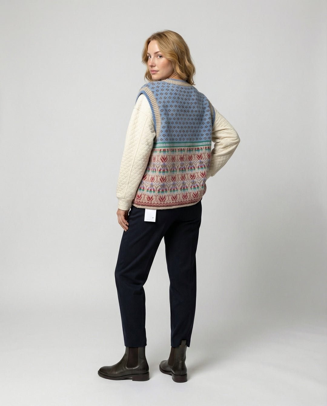 Damen Woll Strickjacke mit übergroßem Druck & Gemütlichem Design | R&B