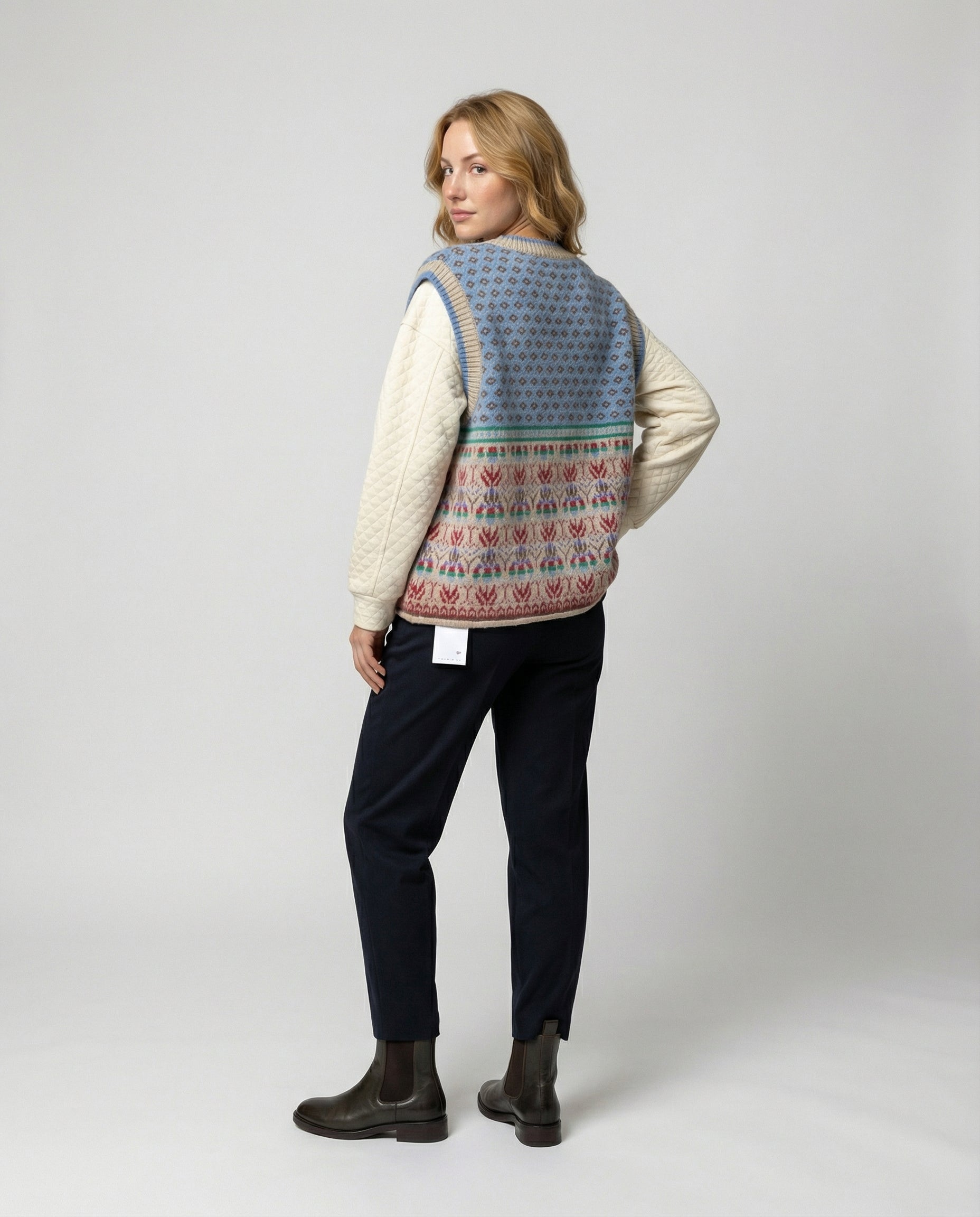 Damen Woll Strickjacke mit übergroßem Druck & Gemütlichem Design | R&B