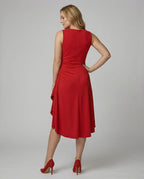 Damen ärmelloses Wickelkleid mit asymmetrischem Saum und Raffungen R&B