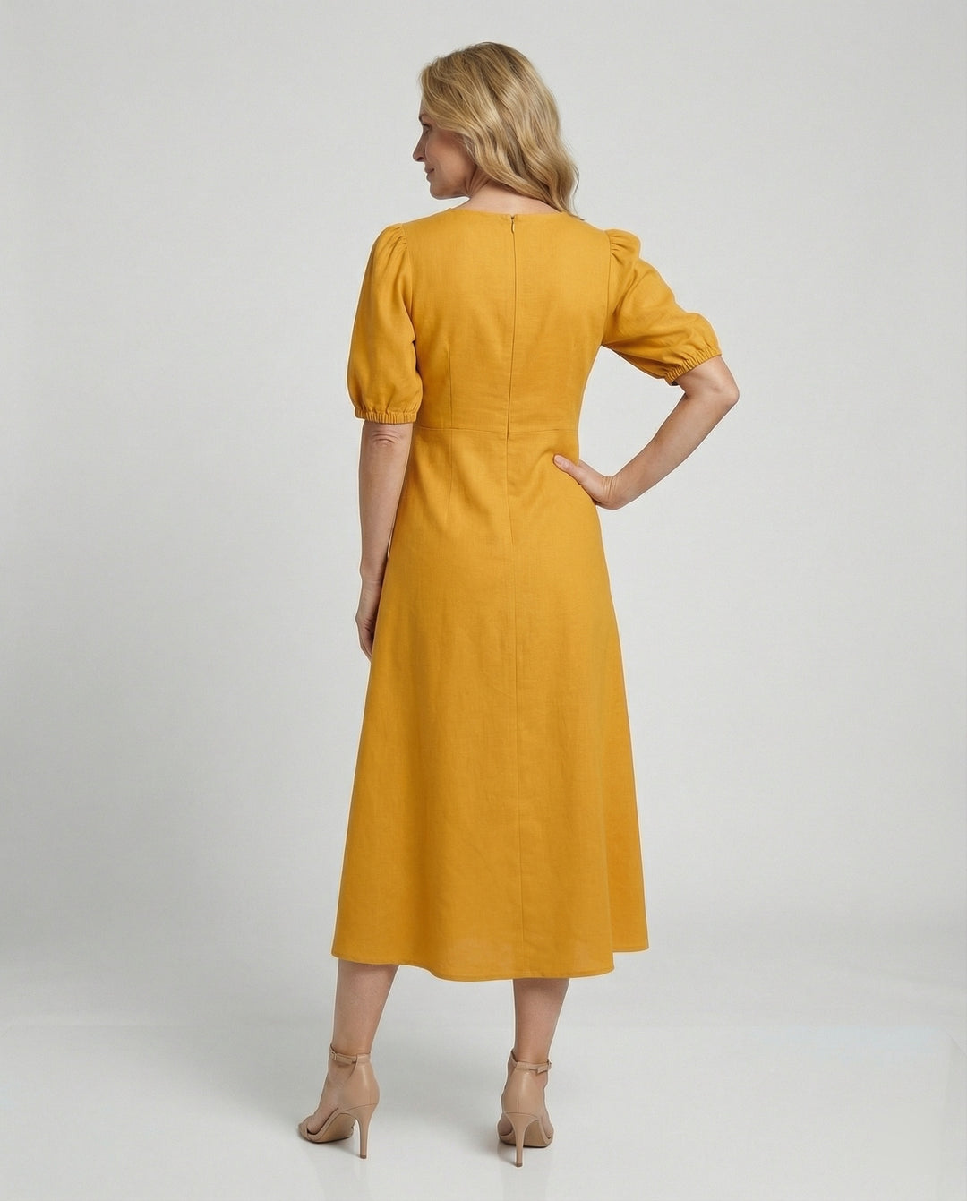 Damen Midikleid mit Ballonärmeln