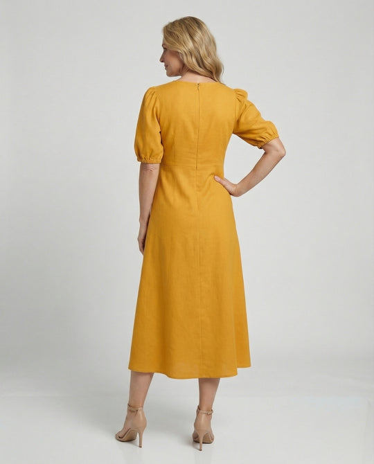 Damen Midikleid mit Ballonärmeln