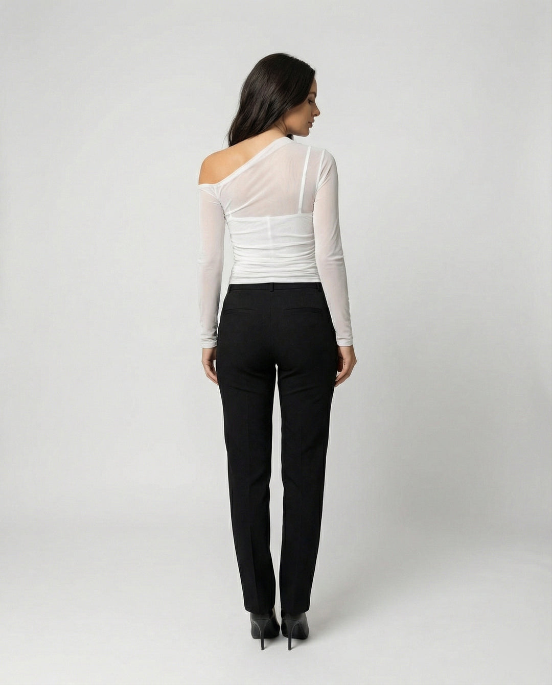 Damen Elegantes asymmetrisches Oberteil mit schulterfreiem Design und Raffung R&B