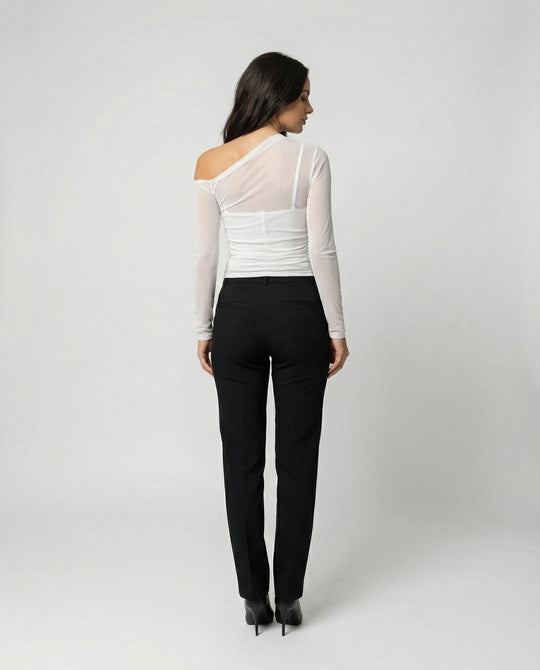 Damen Elegantes asymmetrisches Oberteil mit schulterfreiem Design und Raffung R&B
