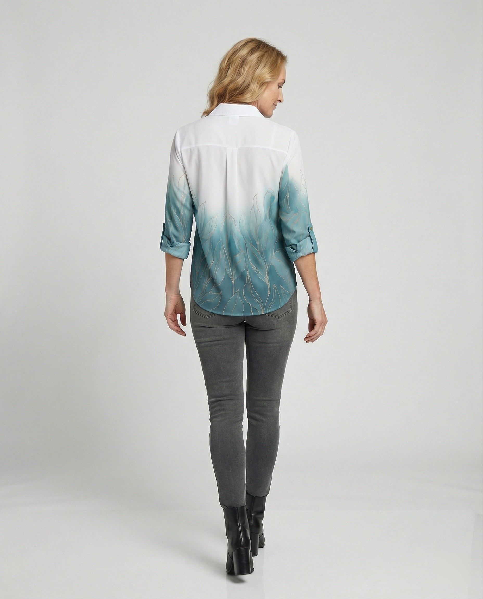 Leinenoptik Bluse Damen Floral
