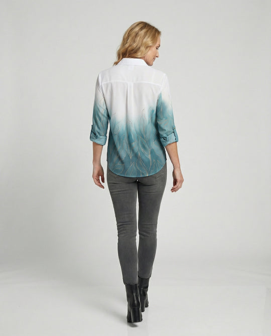 Leinenoptik Bluse Damen Floral