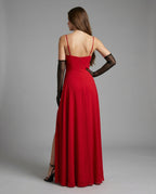 Damen Elegantes Abendkleid mit schwingendem Rock und tiefem Schlitz R&B