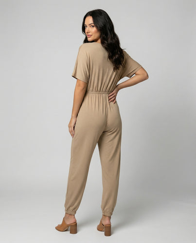 Damen Leichter Jumpsuit mit lockerer Passform und variabler Taille R&B