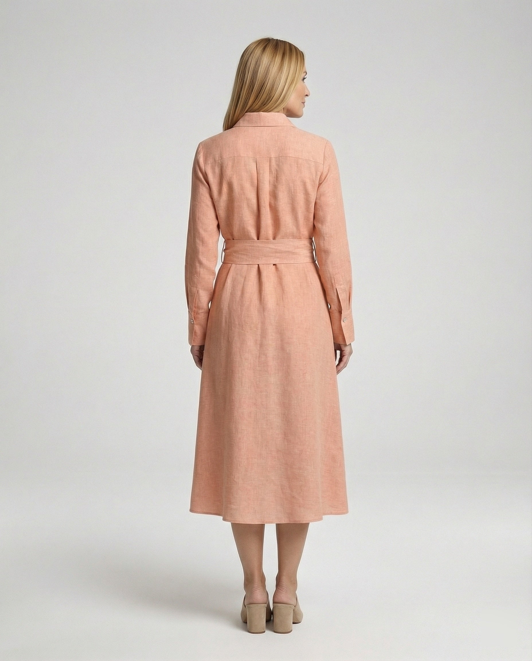 Leinen Freizeitkleid Damen Hemdkleid