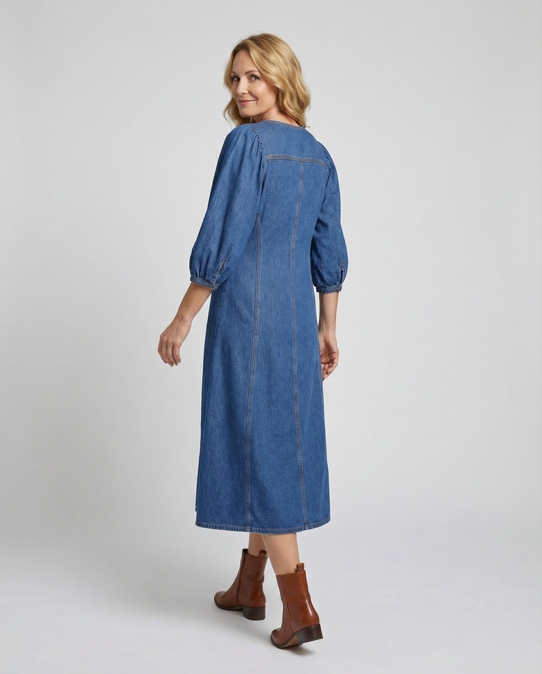 Freizeitkleid Damen Denim A-Linie