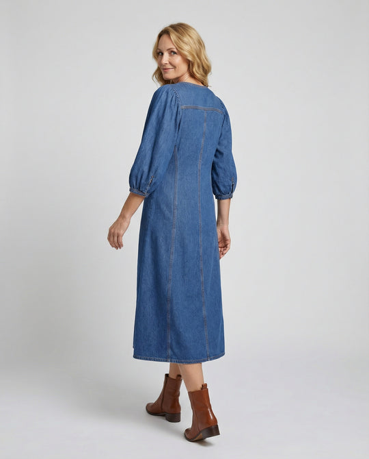 Freizeitkleid Damen Denim A-Linie