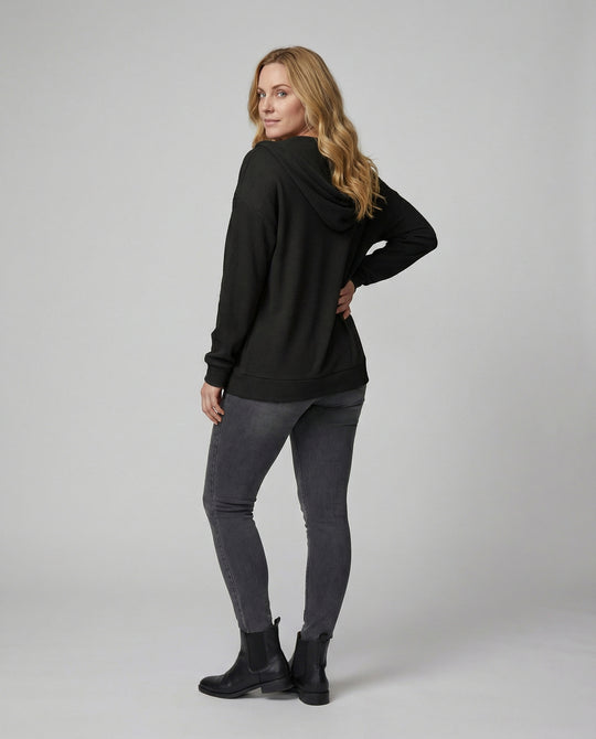 Damen lässige Waffle-Hoodie Jacke mit Reißverschluss R&B