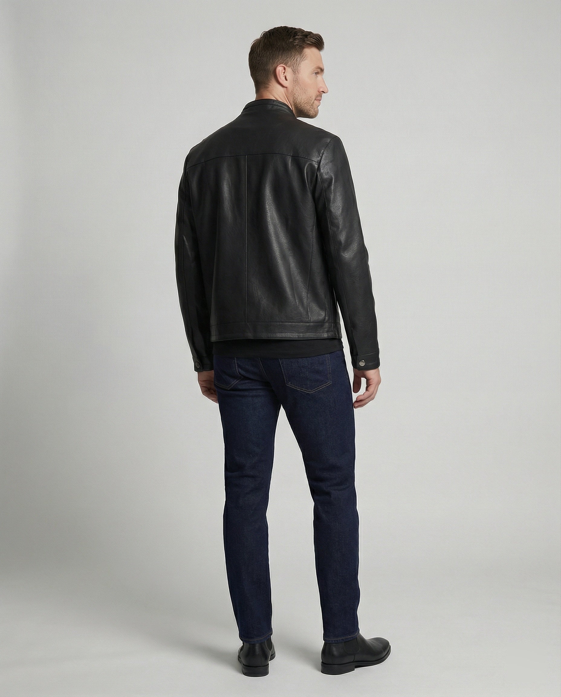 Herren Elegante Kunstlederjacke modern geschnitten