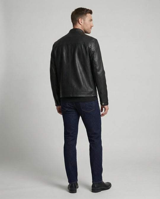 Herren Elegante Kunstlederjacke modern geschnitten