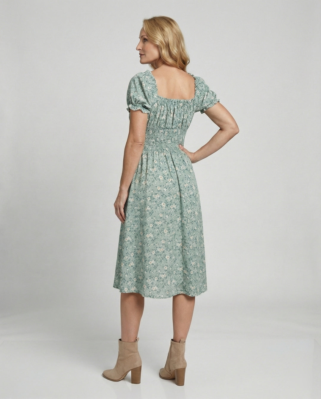 Damen Blumenkleid Sommer knielang