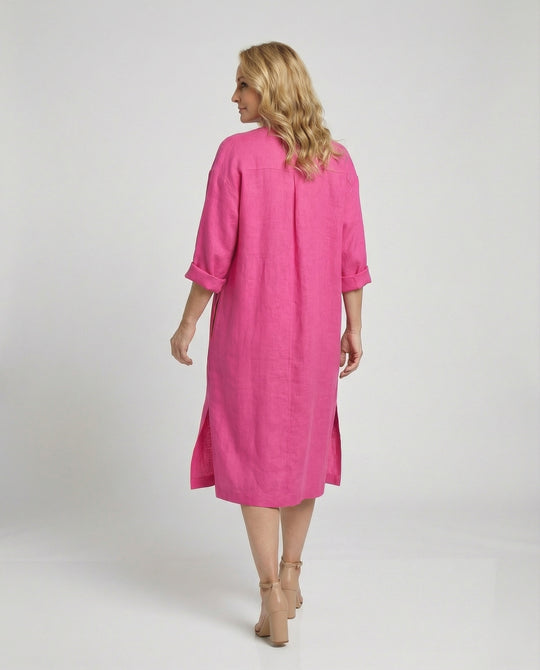 Leinen Freizeitkleid Damen Tunikakleid