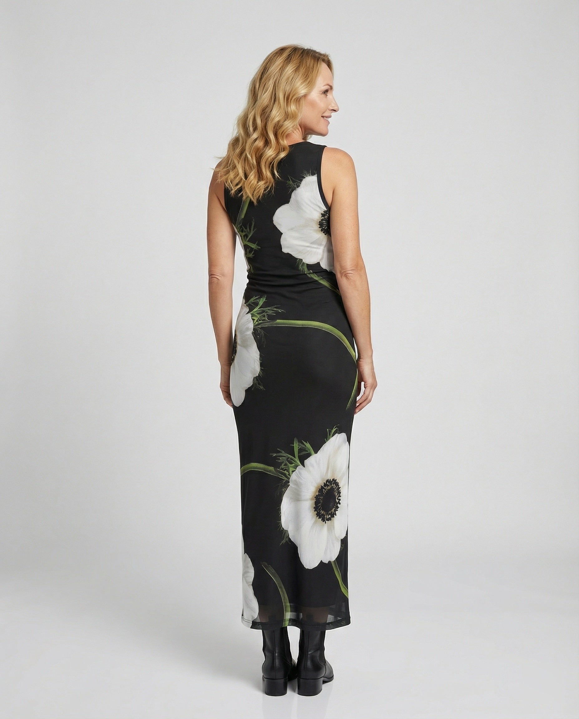 Blumenkleid Maxikleid Damen Figurbetont