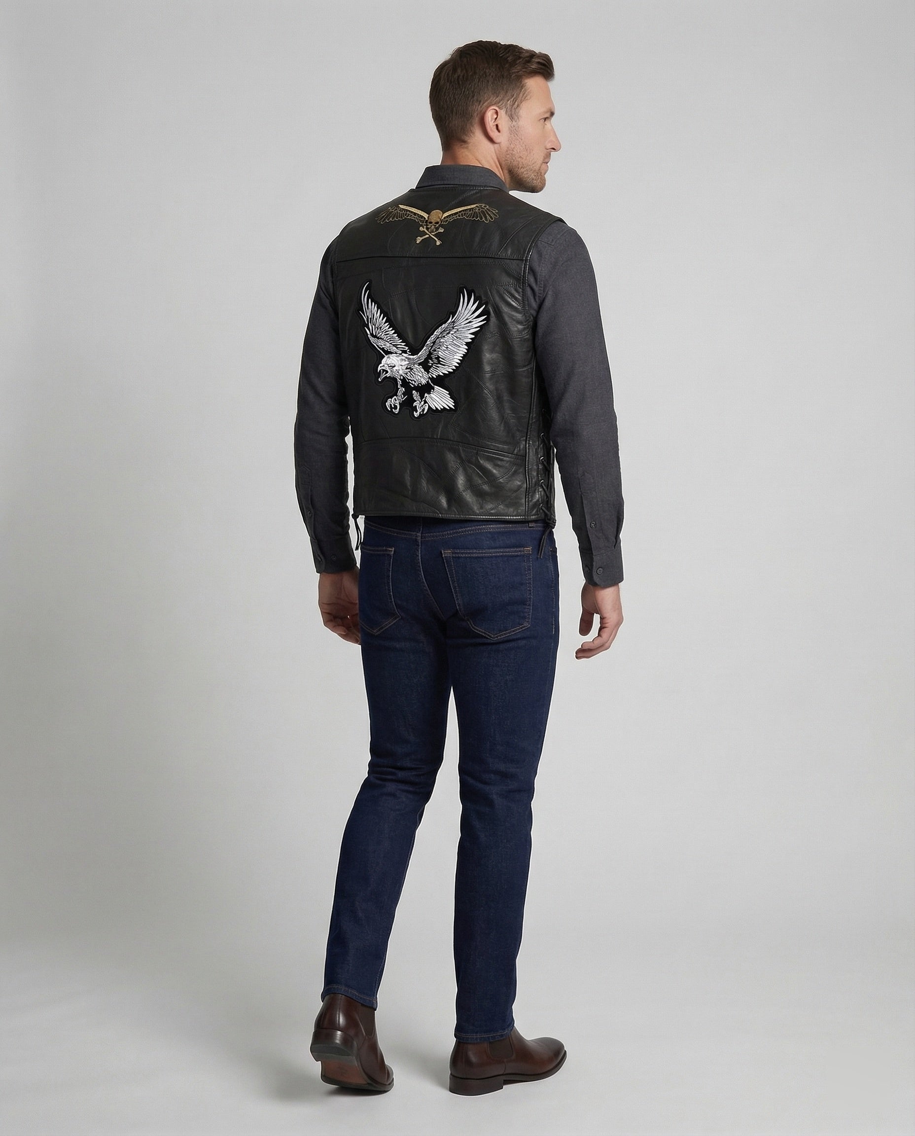 Herren Biker Lederweste