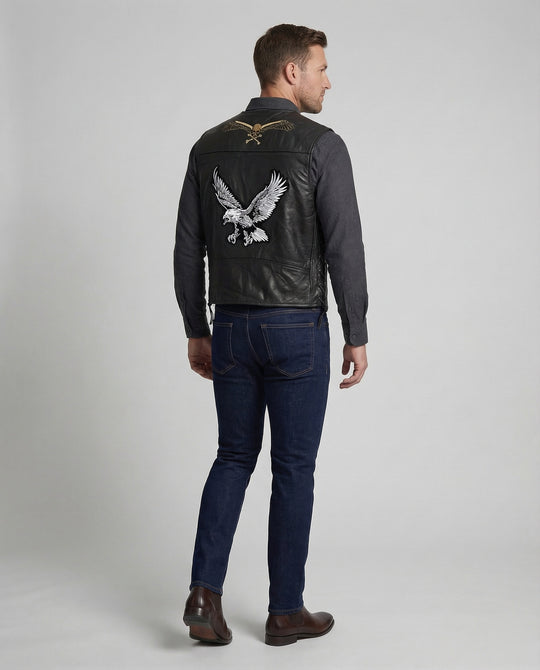 Herren Biker Lederweste