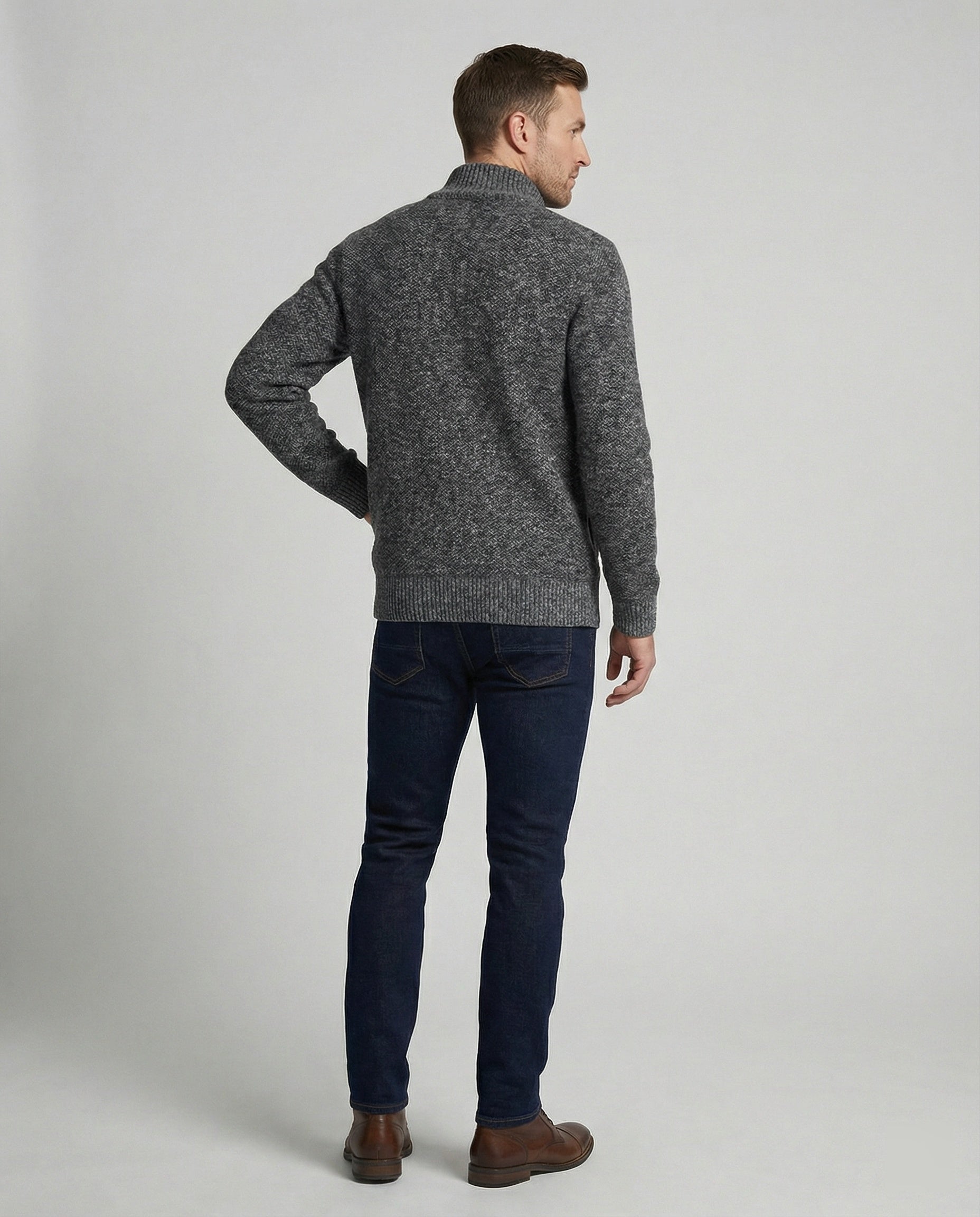 Herren Strickjacke mit Zipper und Muster