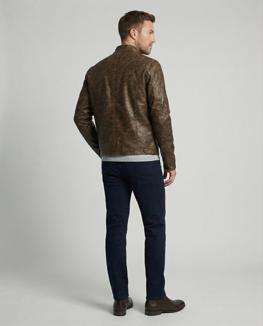 Herren Vintage Lederjacke asymmetrisch