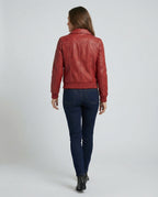 Damen elegante Kunstlederjacke mit hohem Kragen