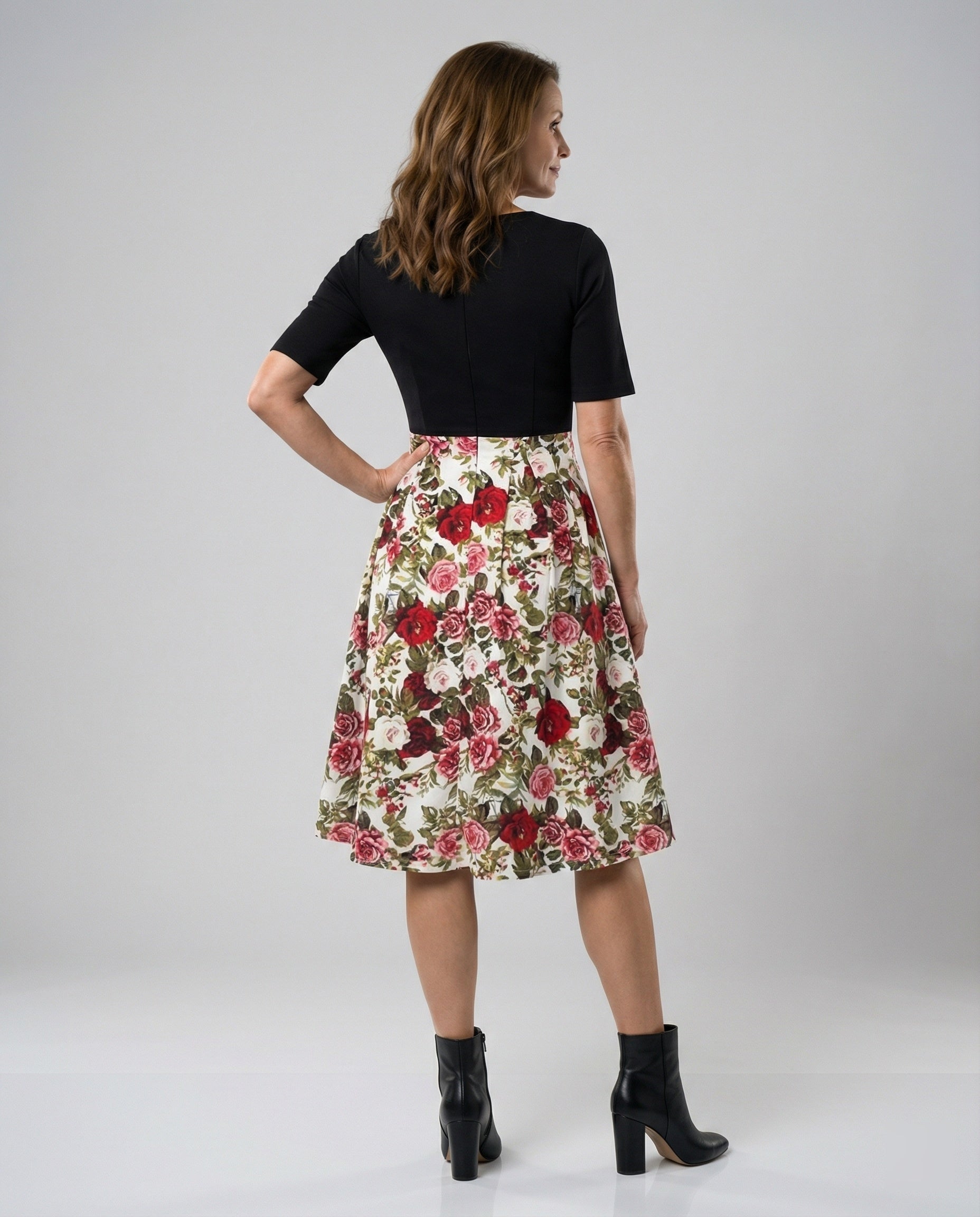 Damen Retro Freizeitkleid mit Blumenmuster