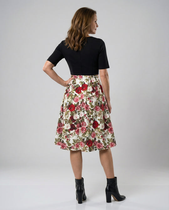 Damen Retro Freizeitkleid mit Blumenmuster