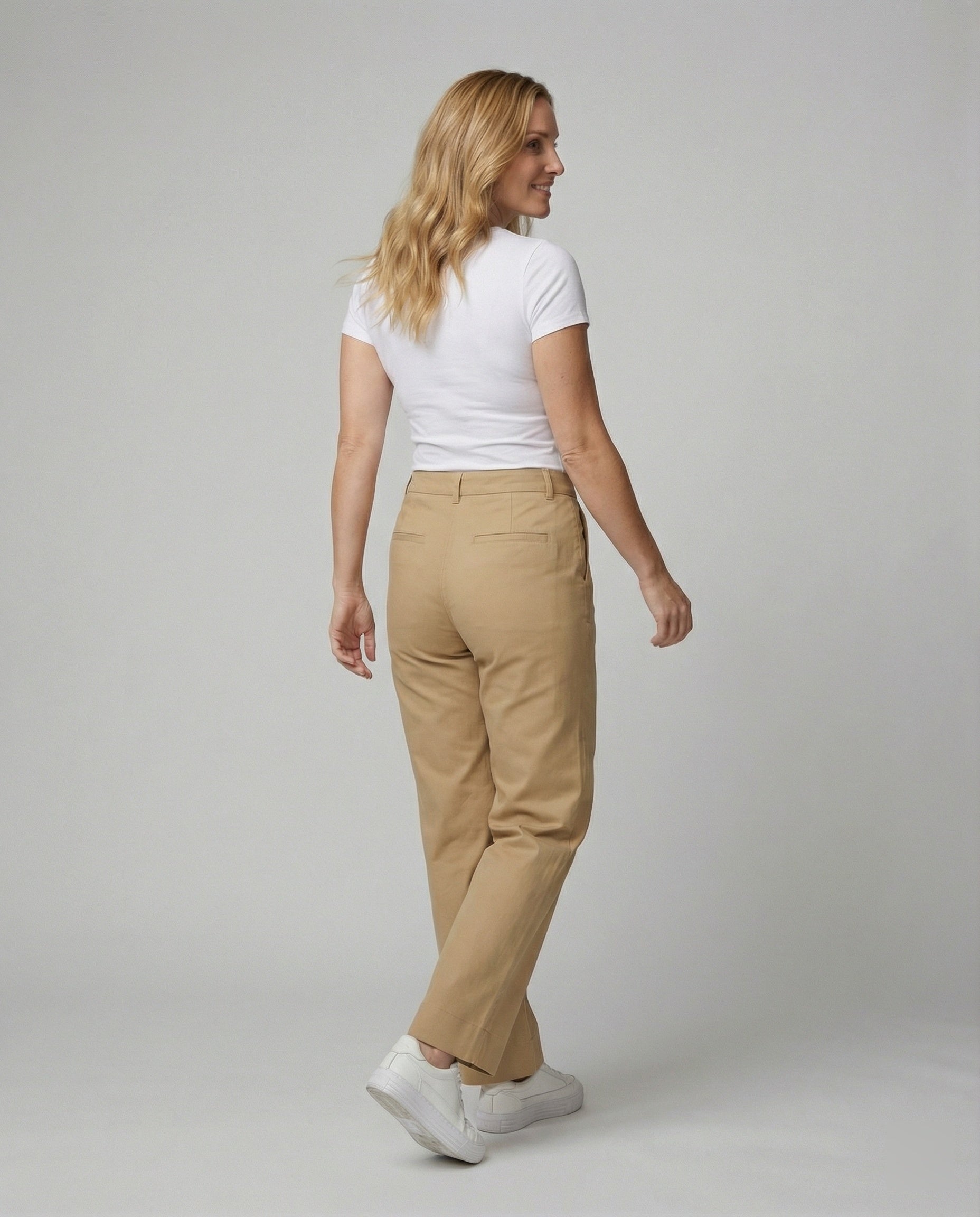 Damen weite Stoffhose mit elastischem Bund