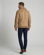 Herren warme Lammfelljacke mit Knopfkragen R&B