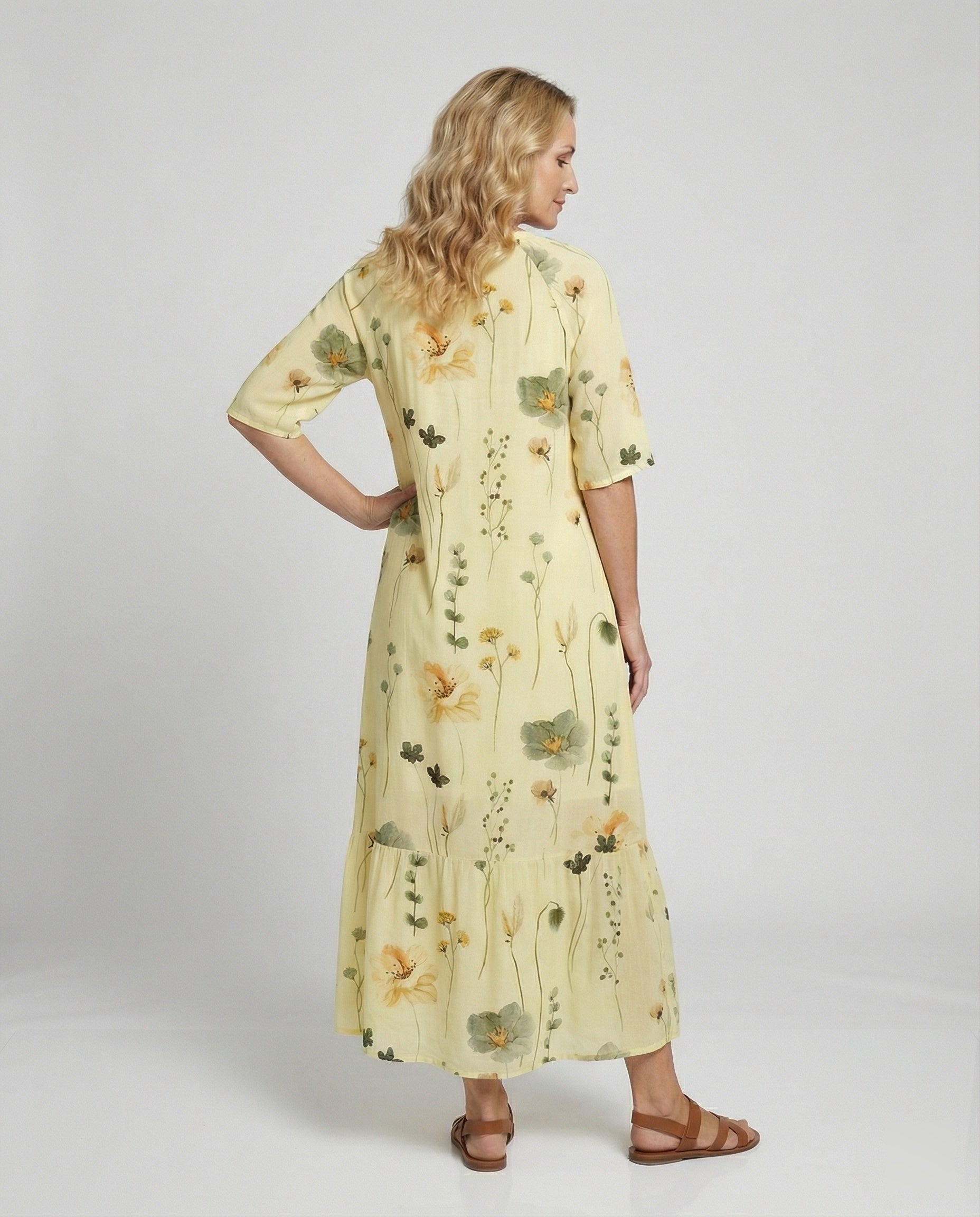 Boho Maxikleid Damen Kordelzug