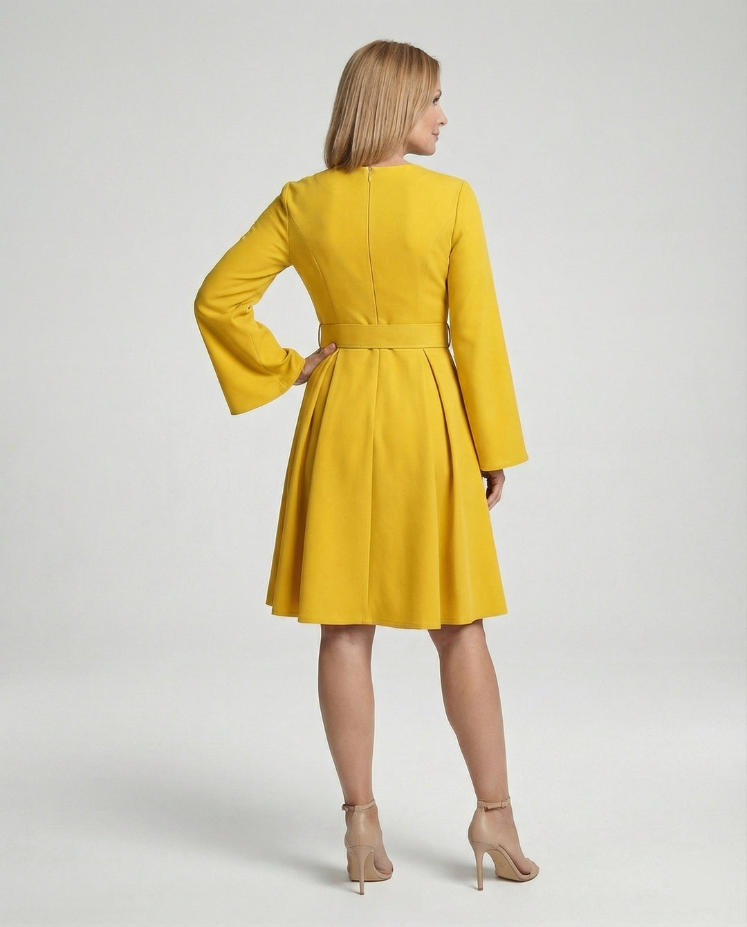 Midikleid Mit Glockenärmeln Tailliert Damen
