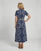 Maxikleid Damen Hemdblusenkleid Print